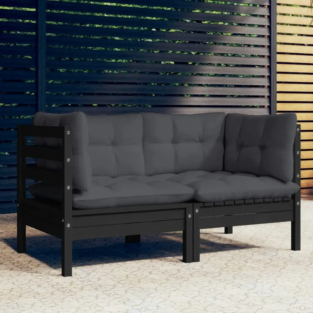 2-Seater Garden Sofa with Anthracite Cushions Solid Wood Pine 3096014