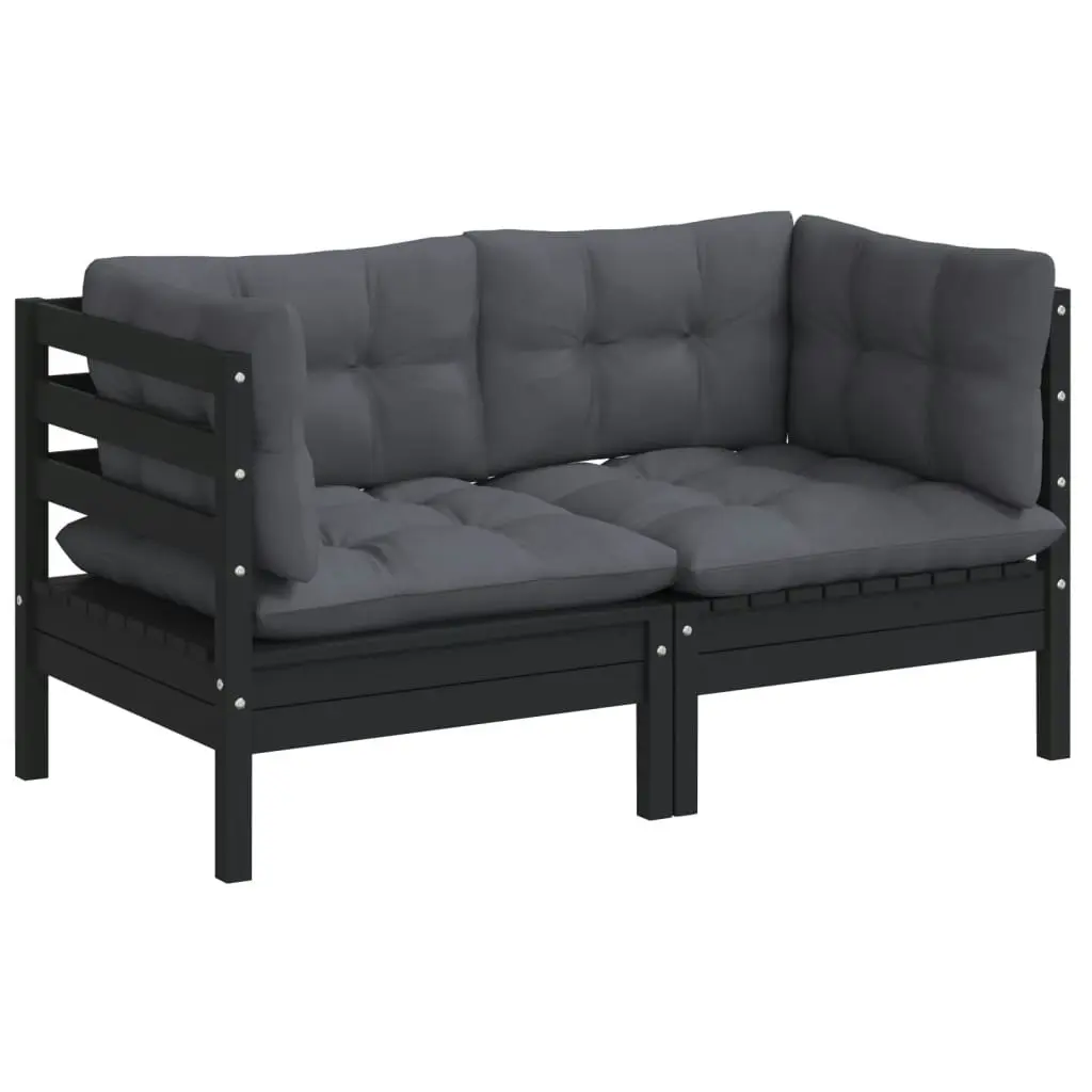 2-Seater Garden Sofa with Anthracite Cushions Solid Wood Pine 3096014