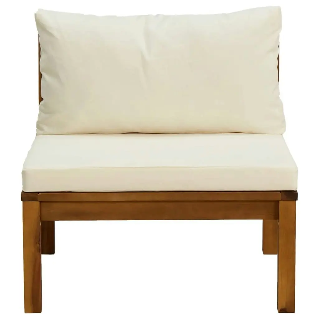 2 Piece Garden Sofa Set with Cream White Cushions Acacia Wood 316285