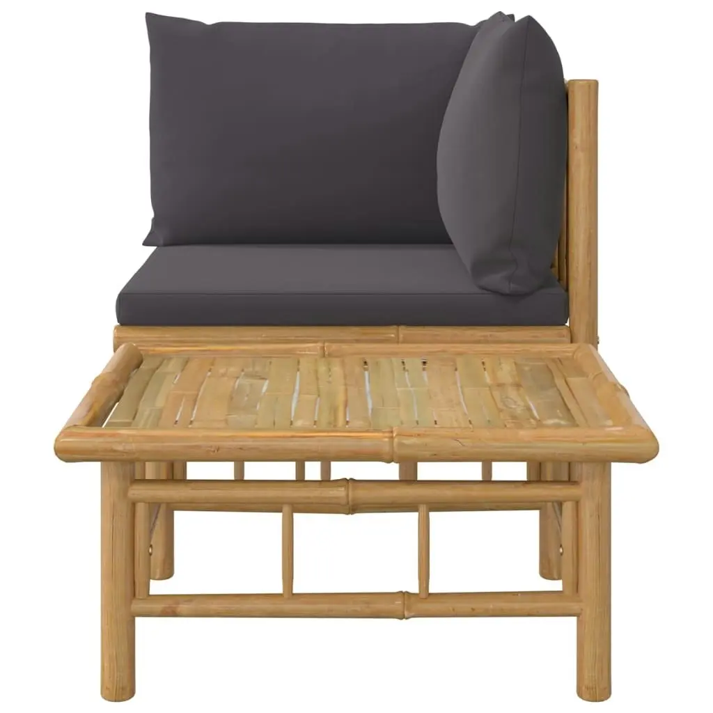 2 Piece Garden Lounge Set with Dark Grey Cushions Bamboo 362307