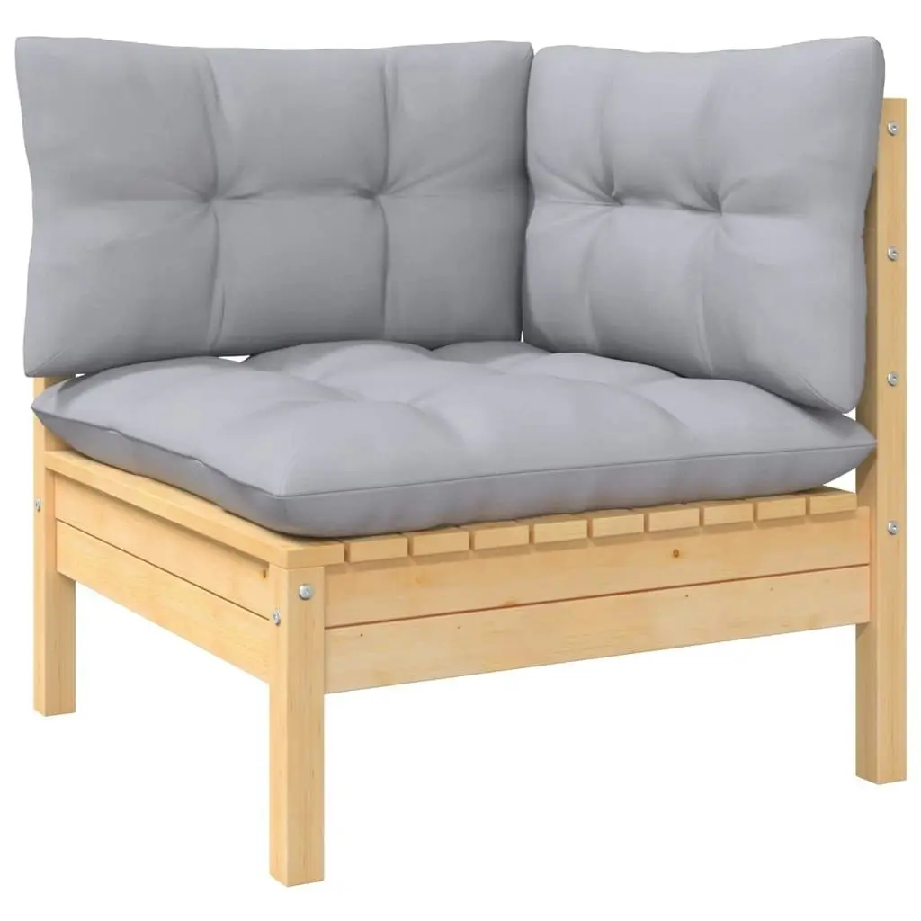 2-Seater Garden Sofa with Grey Cushions Solid Wood Pine 3096009