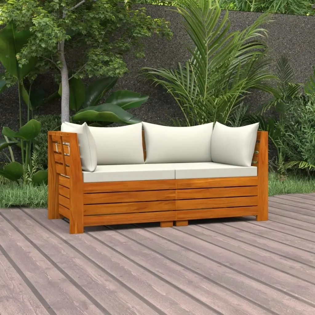 2-Seater Garden Sofa with Cushions Solid Wood Acacia 3087287