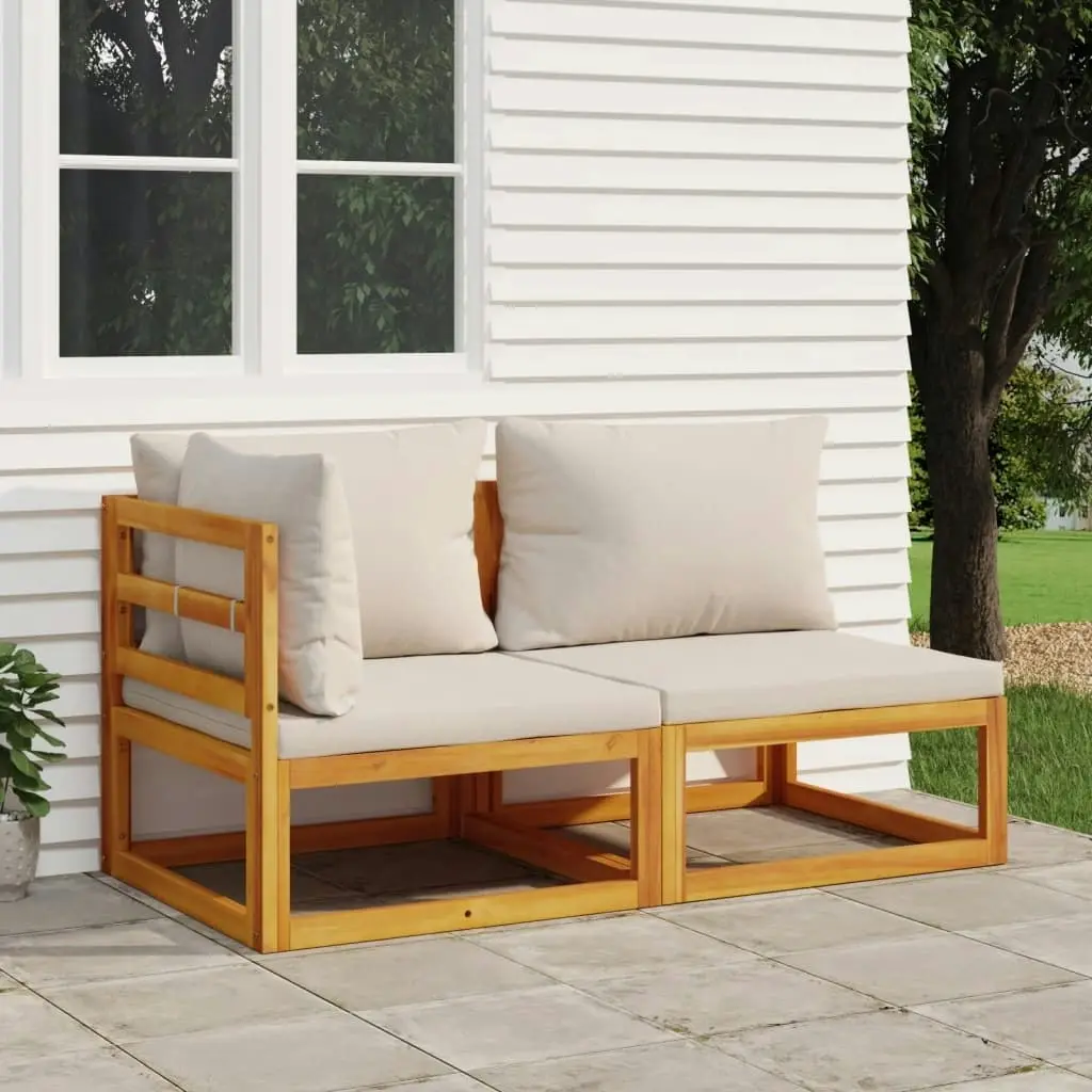 2 Piece Garden Sofa Set with Cushions Solid Wood Acacia 360010