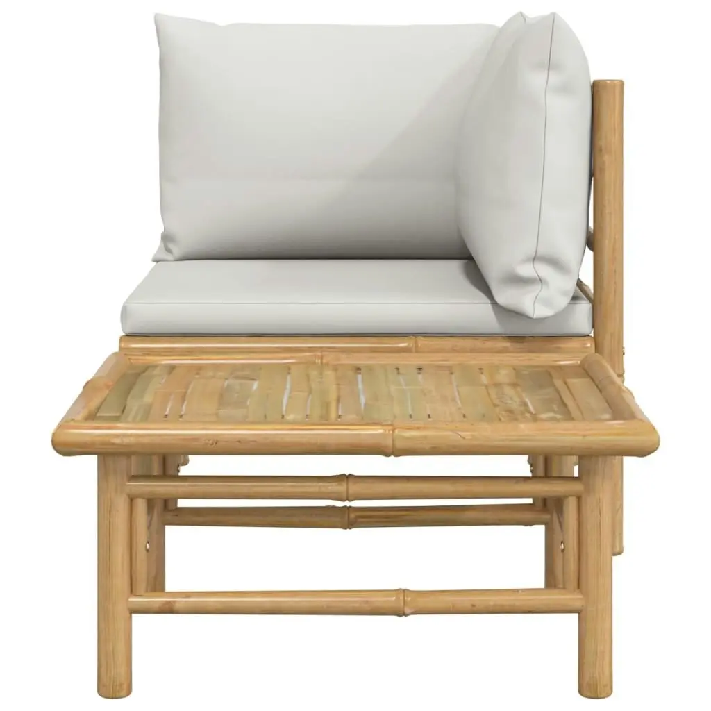 2 Piece Garden Lounge Set with Light Grey Cushions Bamboo 362277