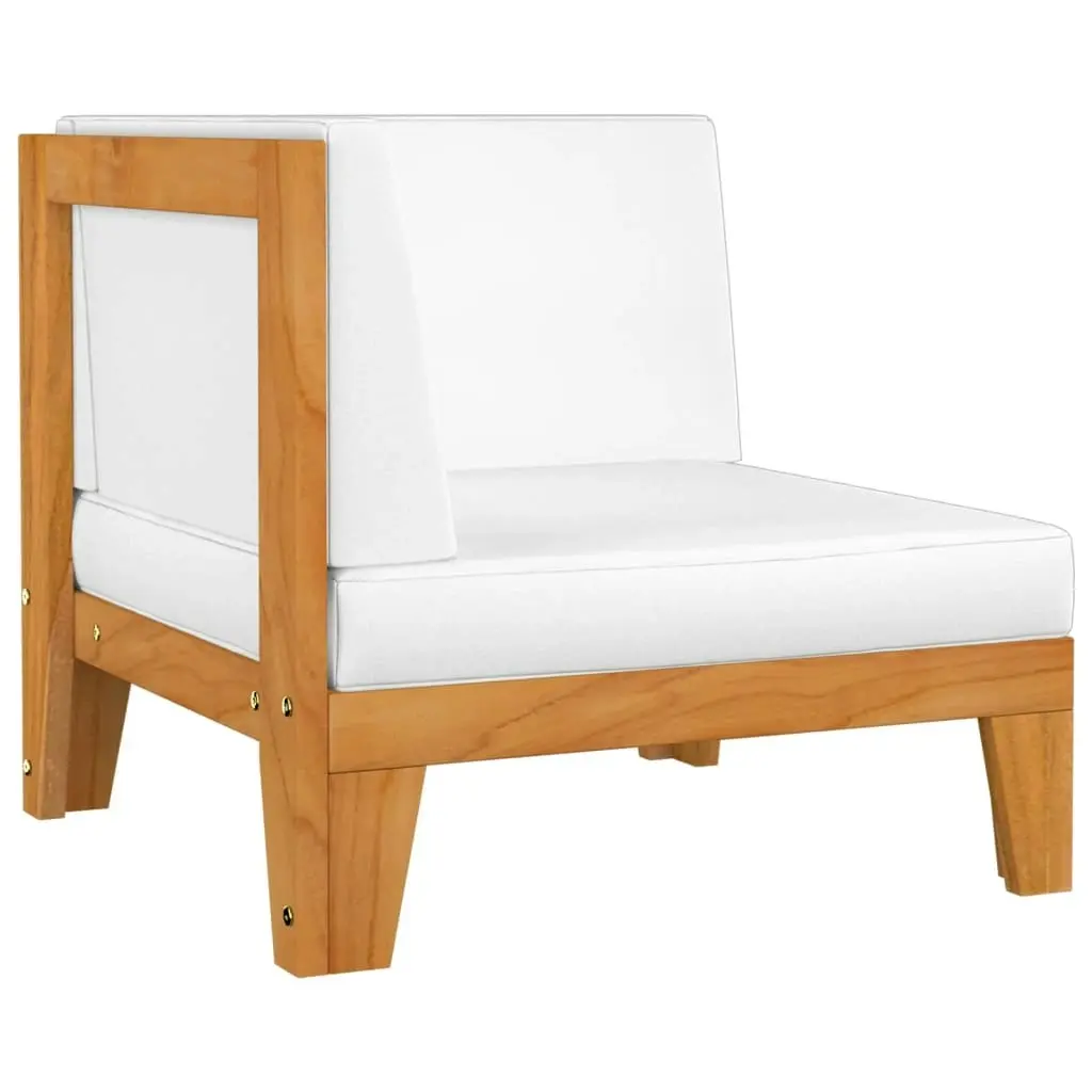 2-Seater Sofa with Cream White Cushions Solid Acacia Wood 3058112