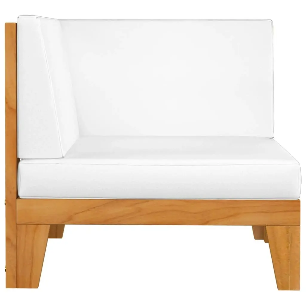 2-Seater Sofa with Cream White Cushions Solid Acacia Wood 3058112