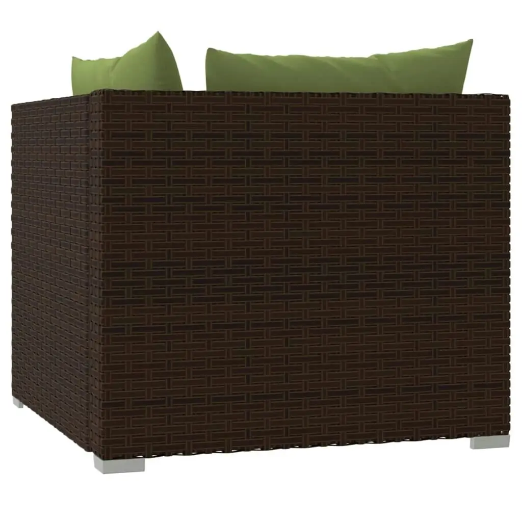 2-Seater Sofa with Cushions Brown Poly Rattan 317553