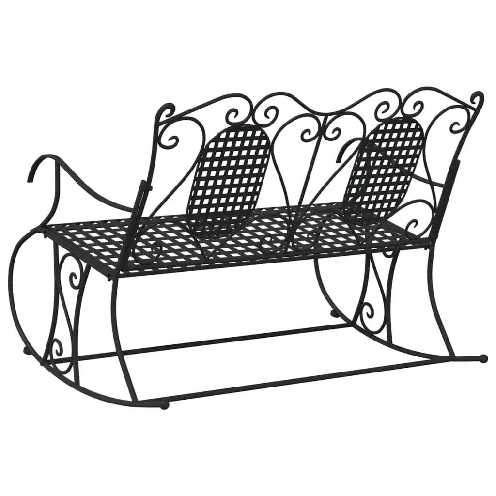 2-Seater Rocking Bench 113 cm Black Steel 318829