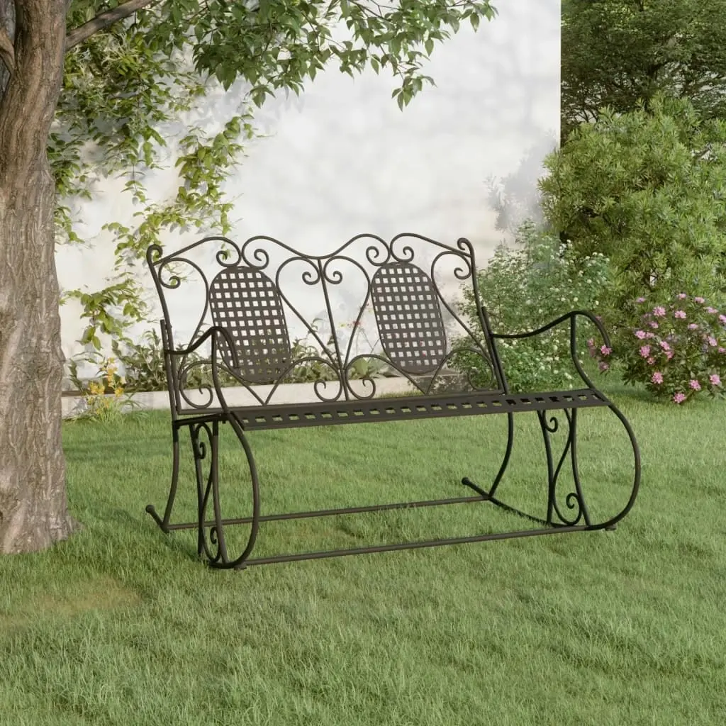 2-Seater Rocking Bench 113 cm Black Steel 318829