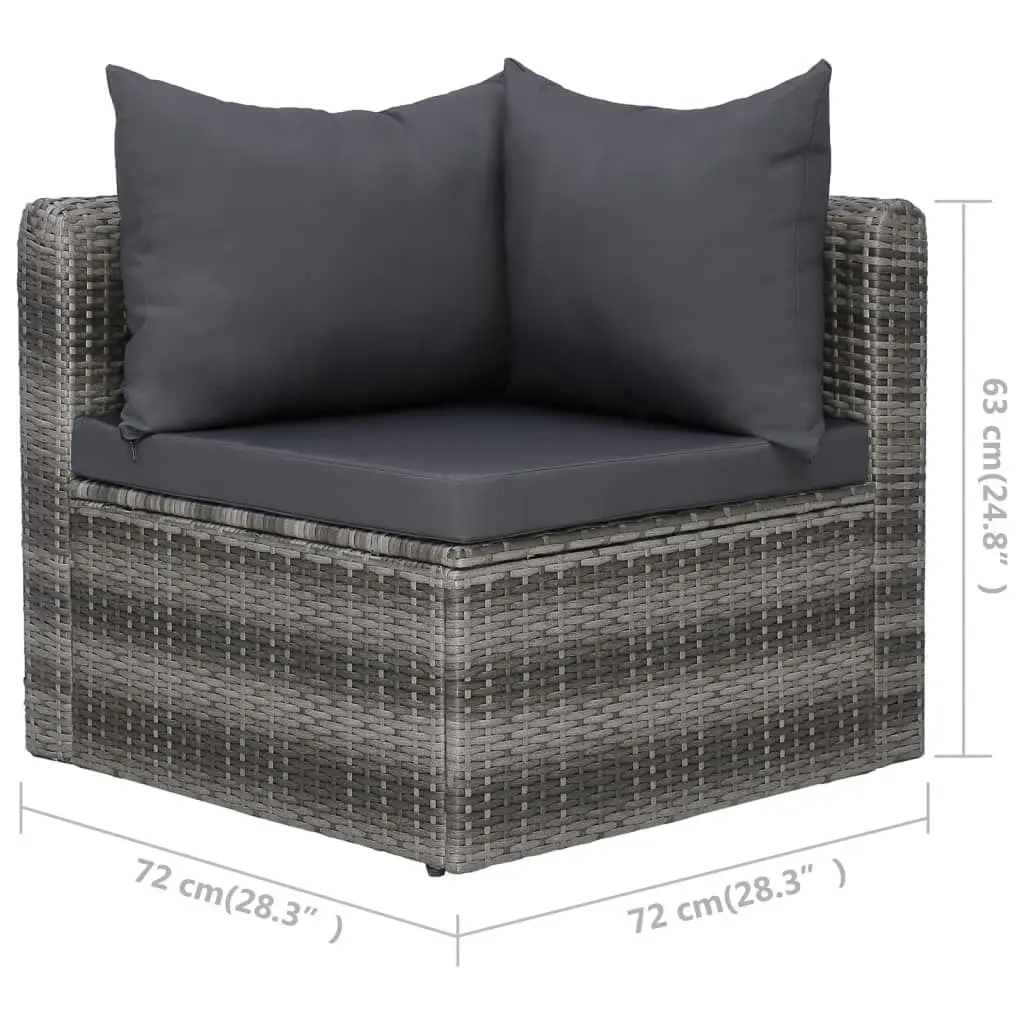 3 Piece Garden Sofa Set with Cushions Grey Poly Rattan 44163