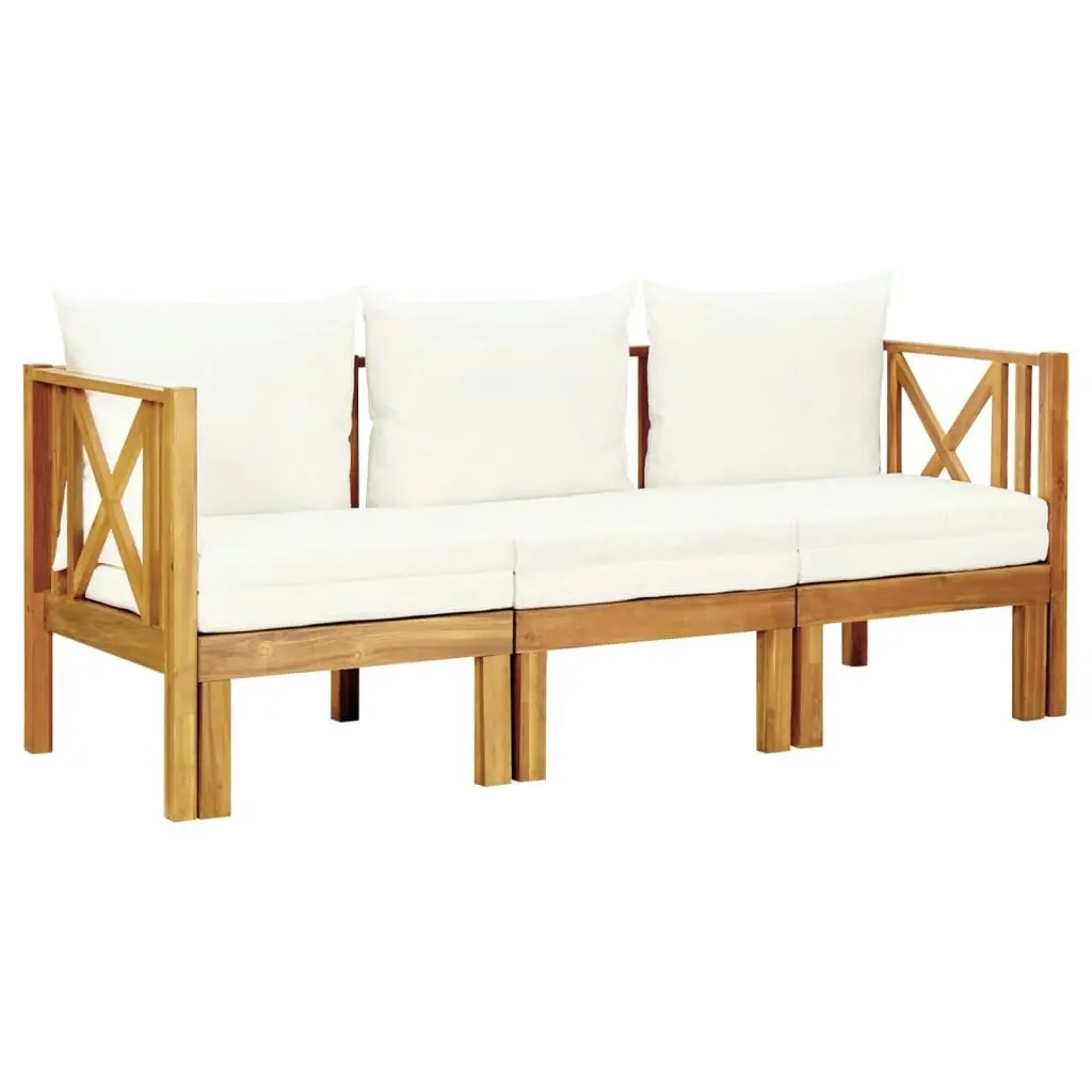 3-Seater Garden Bench with Cushions 179 cm Solid Acacia Wood 310309