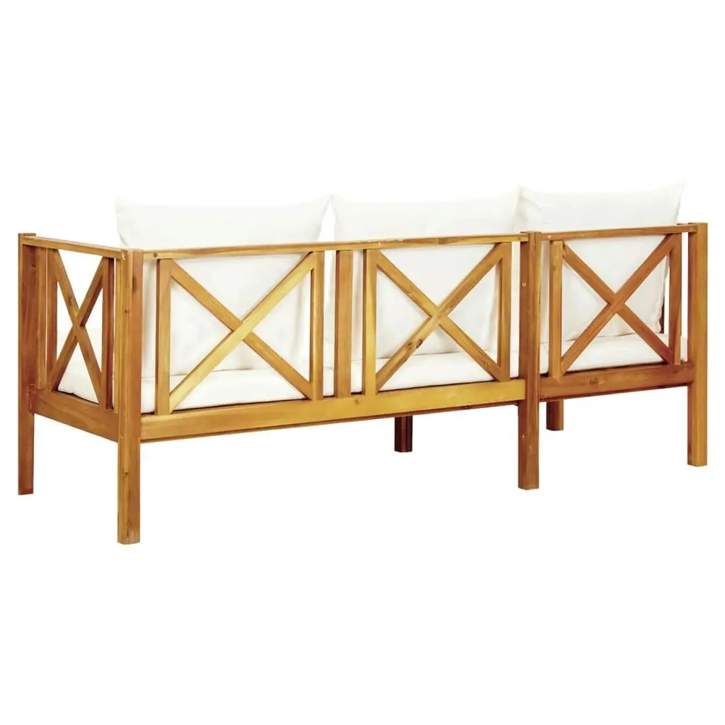 3-Seater Garden Bench with Cushions 179 cm Solid Acacia Wood 310309