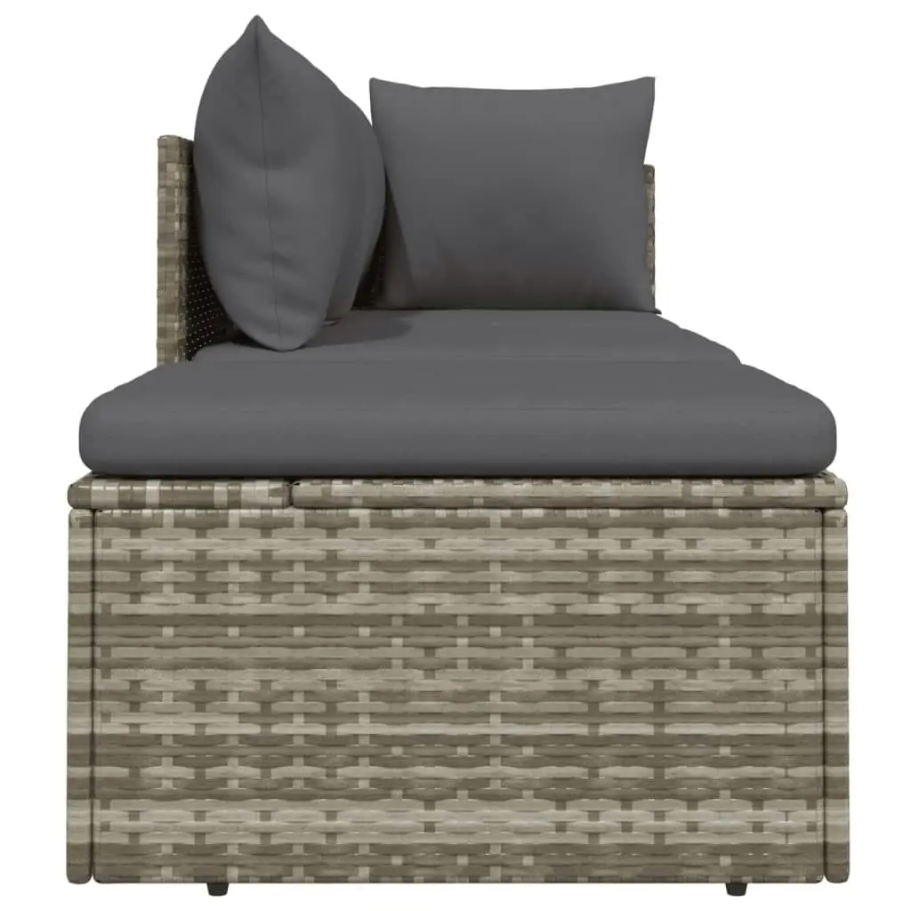 3 Piece Garden Lounge Set with Cushions Grey Poly Rattan 318677