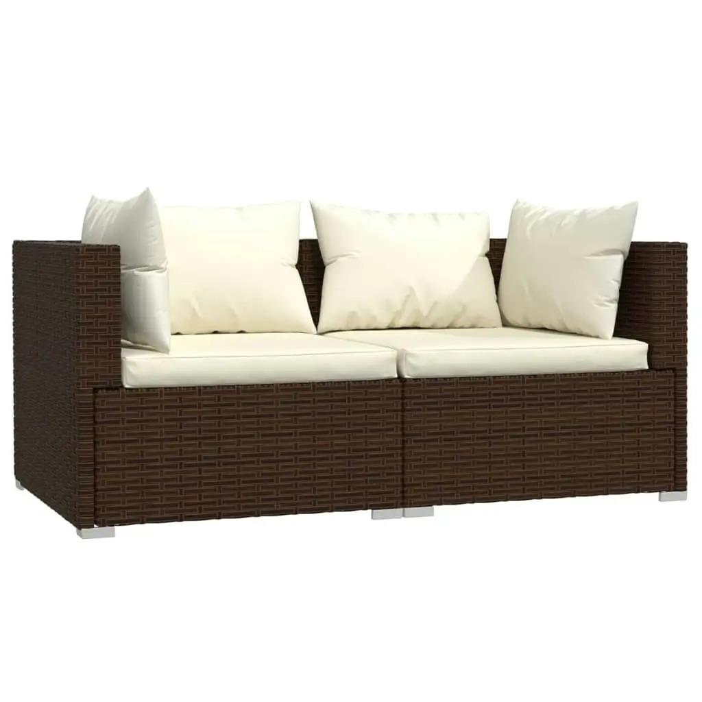 3 Piece Garden Lounge Set with Cushions Brown Poly Rattan 317505