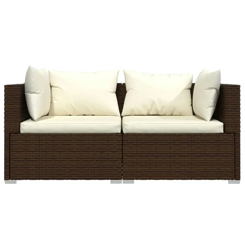 3 Piece Garden Lounge Set with Cushions Brown Poly Rattan 317505