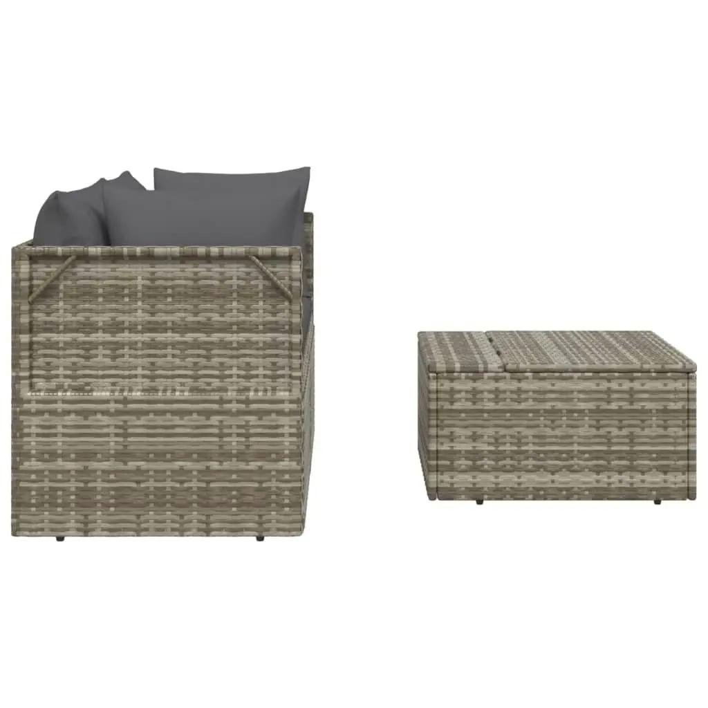 3 Piece Garden Lounge Set with Cushions Grey Poly Rattan 318675