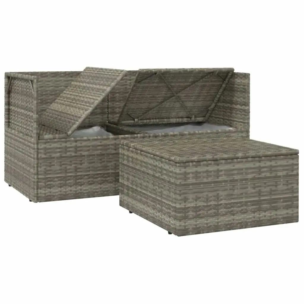 3 Piece Garden Lounge Set with Cushions Grey Poly Rattan 318675