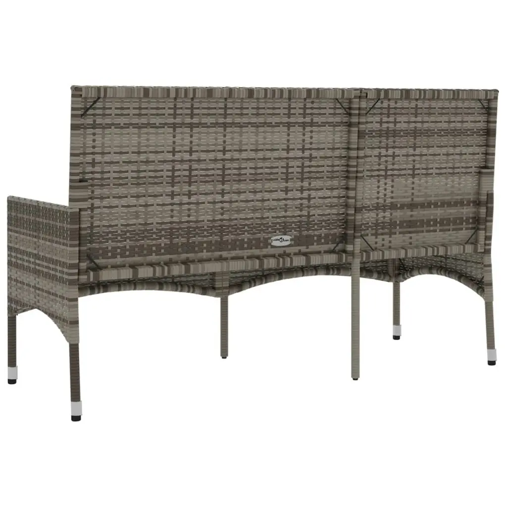 3-Seater Garden Bench with Cushions Grey Poly Rattan 319493