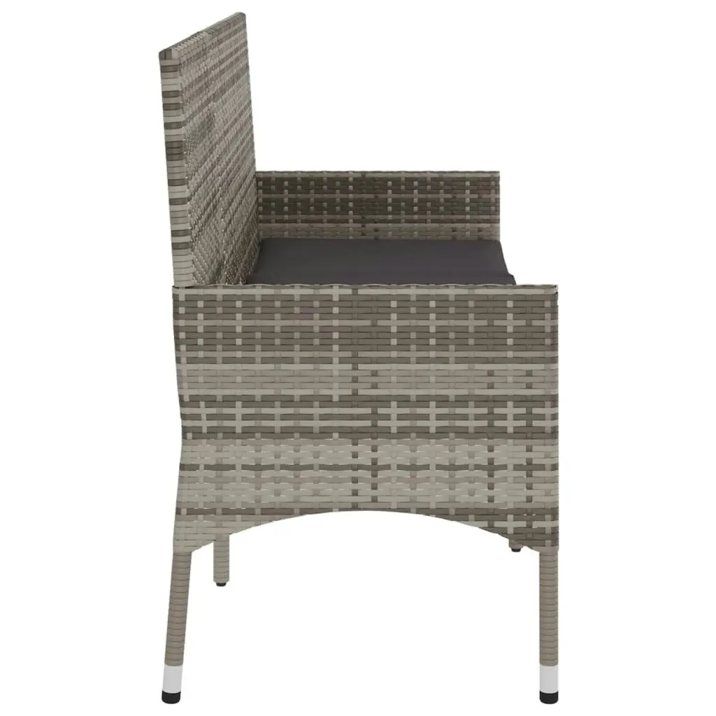 3-Seater Garden Bench with Cushions Grey Poly Rattan 319493