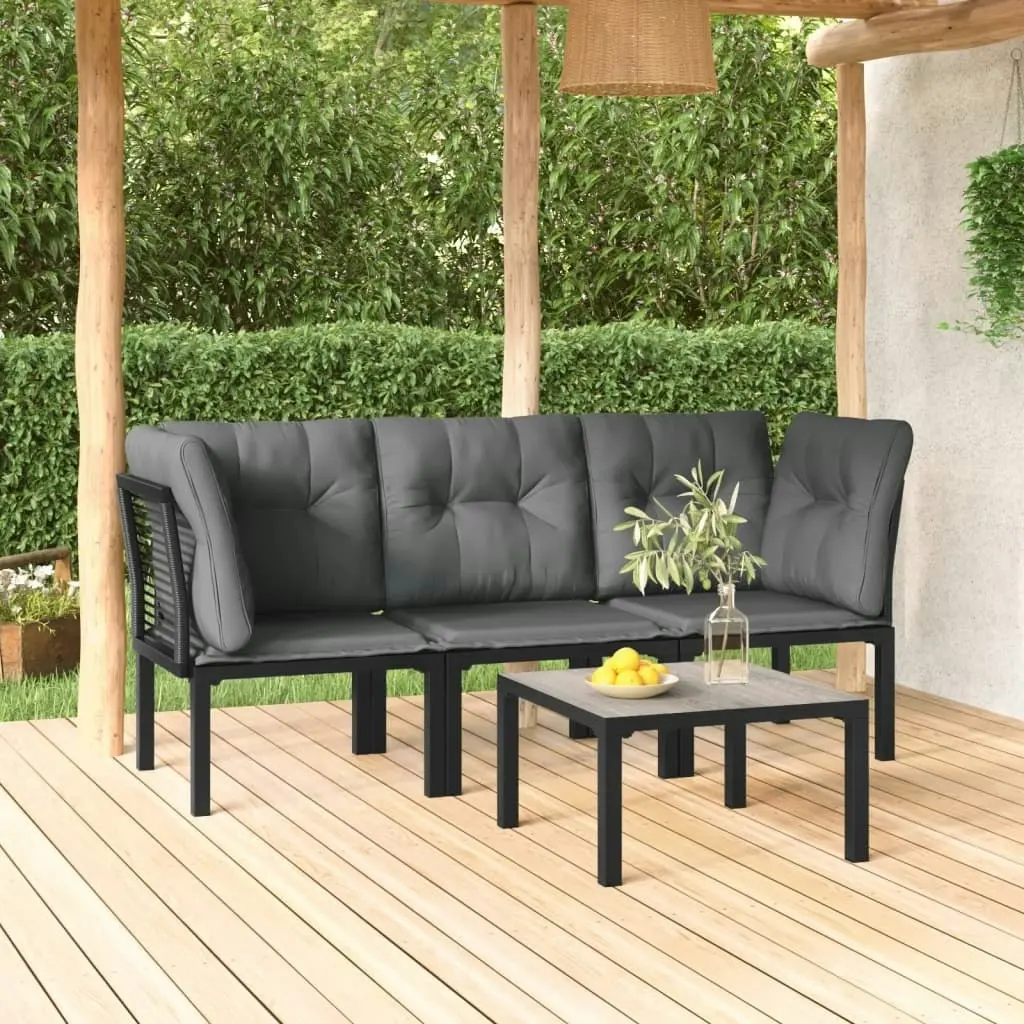 4 Piece Garden Lounge Set Black and Grey Poly Rattan 362803