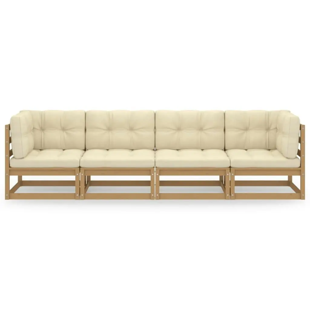 4-Seater Garden Sofa with Cushions Solid Pinewood 3076412