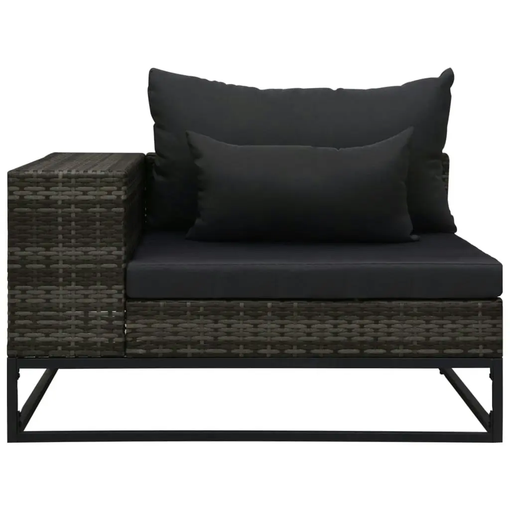 5 Piece Garden Sofa Set with Cushions Poly Rattan Grey 49531