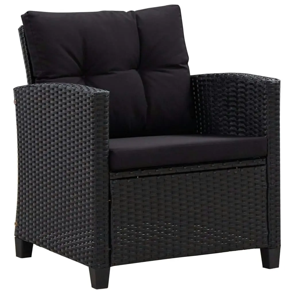 6 Piece Garden Sofa Set with Cushions Poly Rattan Black 46151