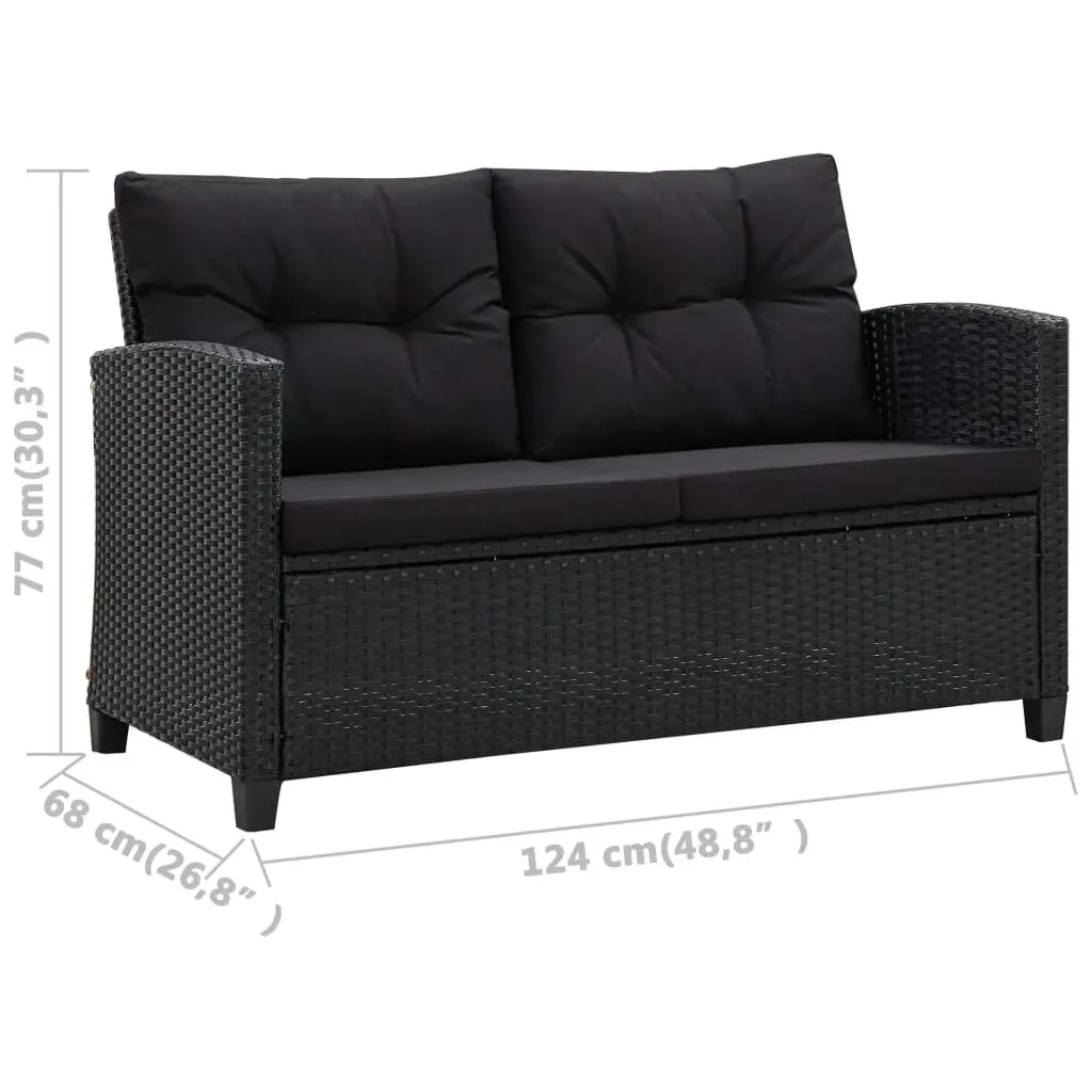 6 Piece Garden Sofa Set with Cushions Poly Rattan Black 46151