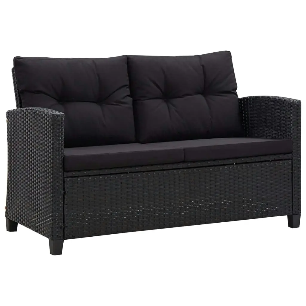 6 Piece Garden Sofa Set with Cushions Poly Rattan Black 46151