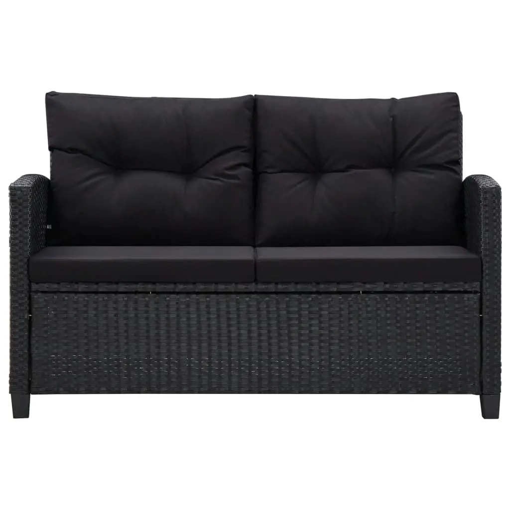 6 Piece Garden Sofa Set with Cushions Poly Rattan Black 46151