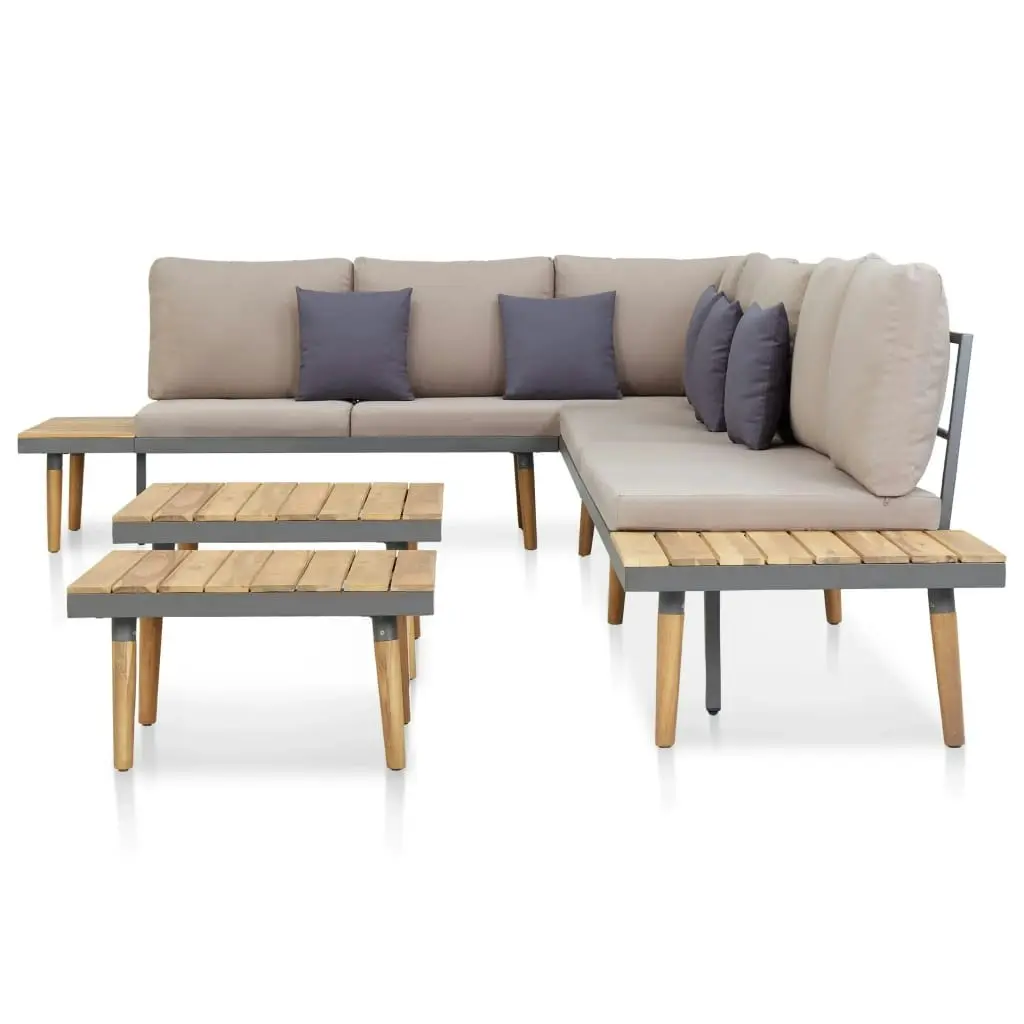 7-Seater Garden Lounge Set with Cushions Solid Acacia Wood Brown 46482