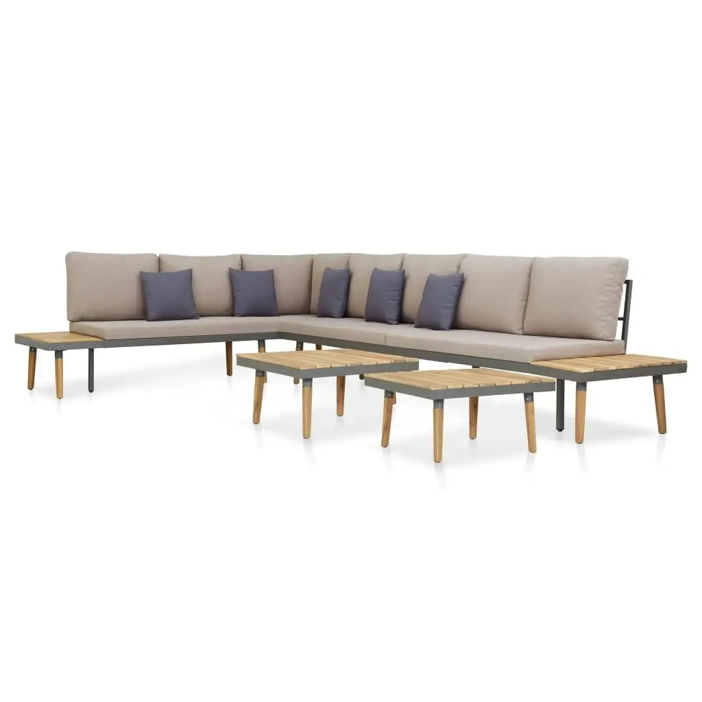 7-Seater Garden Lounge Set with Cushions Solid Acacia Wood Brown 46482