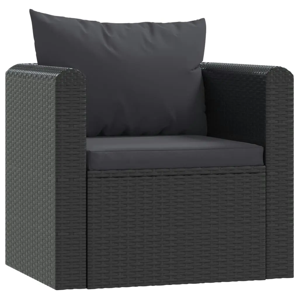 9 Piece Garden Lounge Set with Cushions Poly Rattan Black 46551