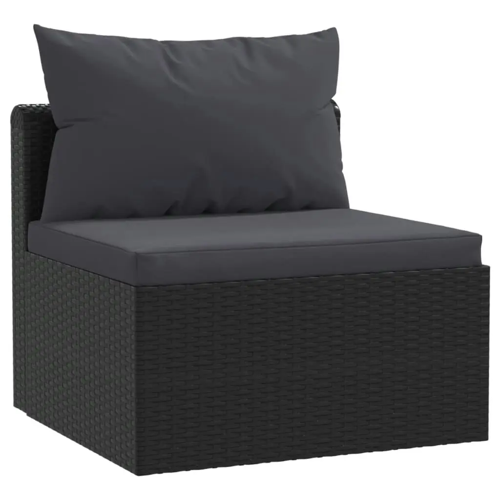 9 Piece Garden Lounge Set with Cushions Poly Rattan Black 46551