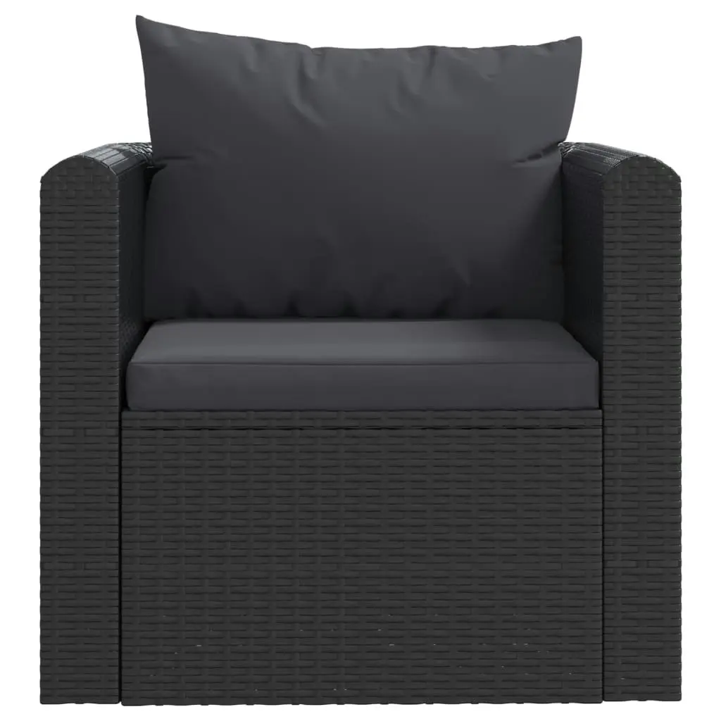 9 Piece Garden Lounge Set with Cushions Poly Rattan Black 46551