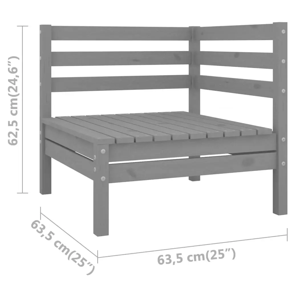 Garden Corner Sofas 2 pcs Grey Solid Pinewood 806584