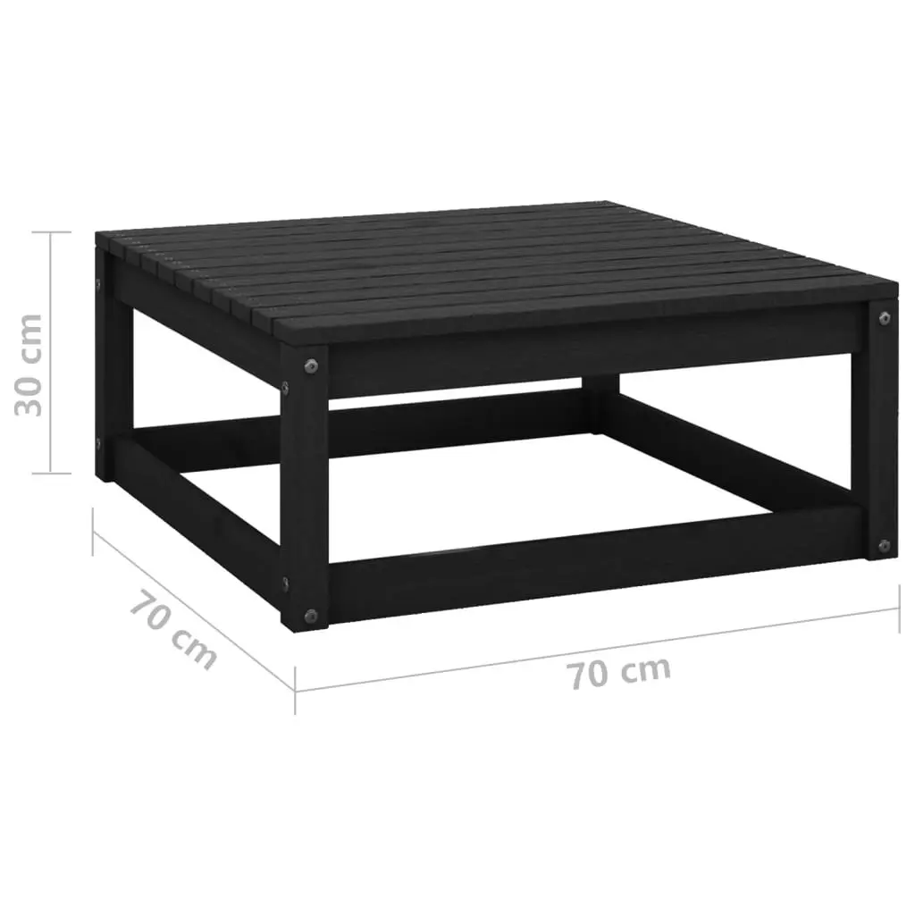 Garden Footstool 70x70x30 cm Black Solid Pinewood 805674