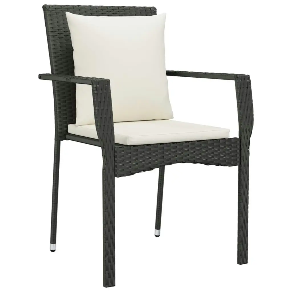 Garden Chairs with Cushions 4 pcs Poly Rattan Black 319879