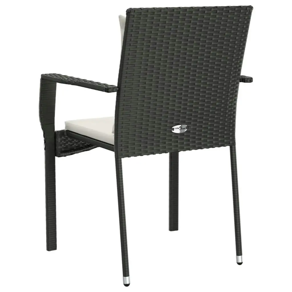 Garden Chairs with Cushions 4 pcs Poly Rattan Black 319879