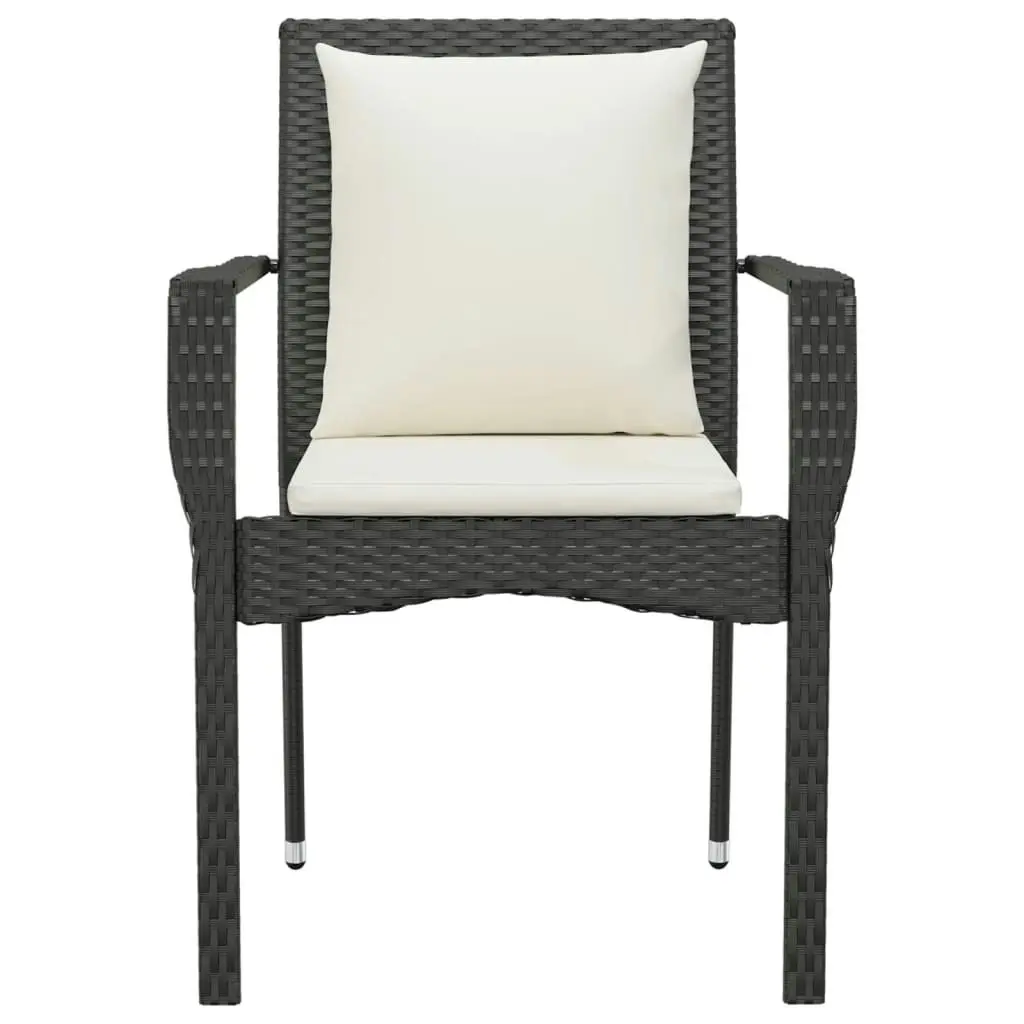 Garden Chairs with Cushions 4 pcs Poly Rattan Black 319879