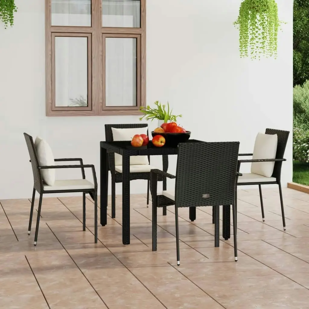 Garden Chairs with Cushions 4 pcs Poly Rattan Black 319879