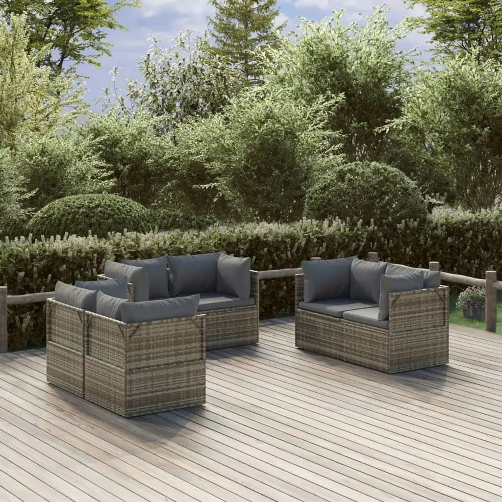 Garden Corner Sofas 6 pcs Grey 57x57x56 cm Poly Rattan 3157501