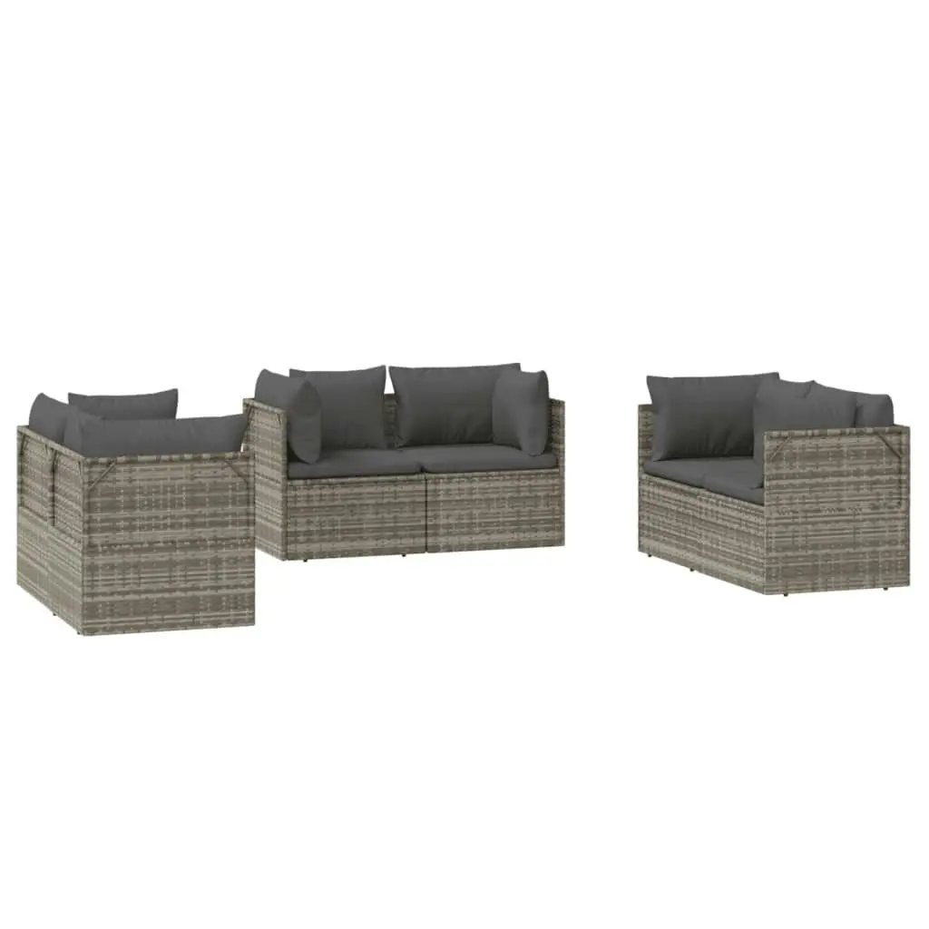 Garden Corner Sofas 6 pcs Grey 57x57x56 cm Poly Rattan 3157501