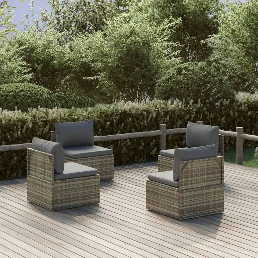 Garden Middle Sofas 4 pcs Grey 57x57x56 cm Poly Rattan 3157503