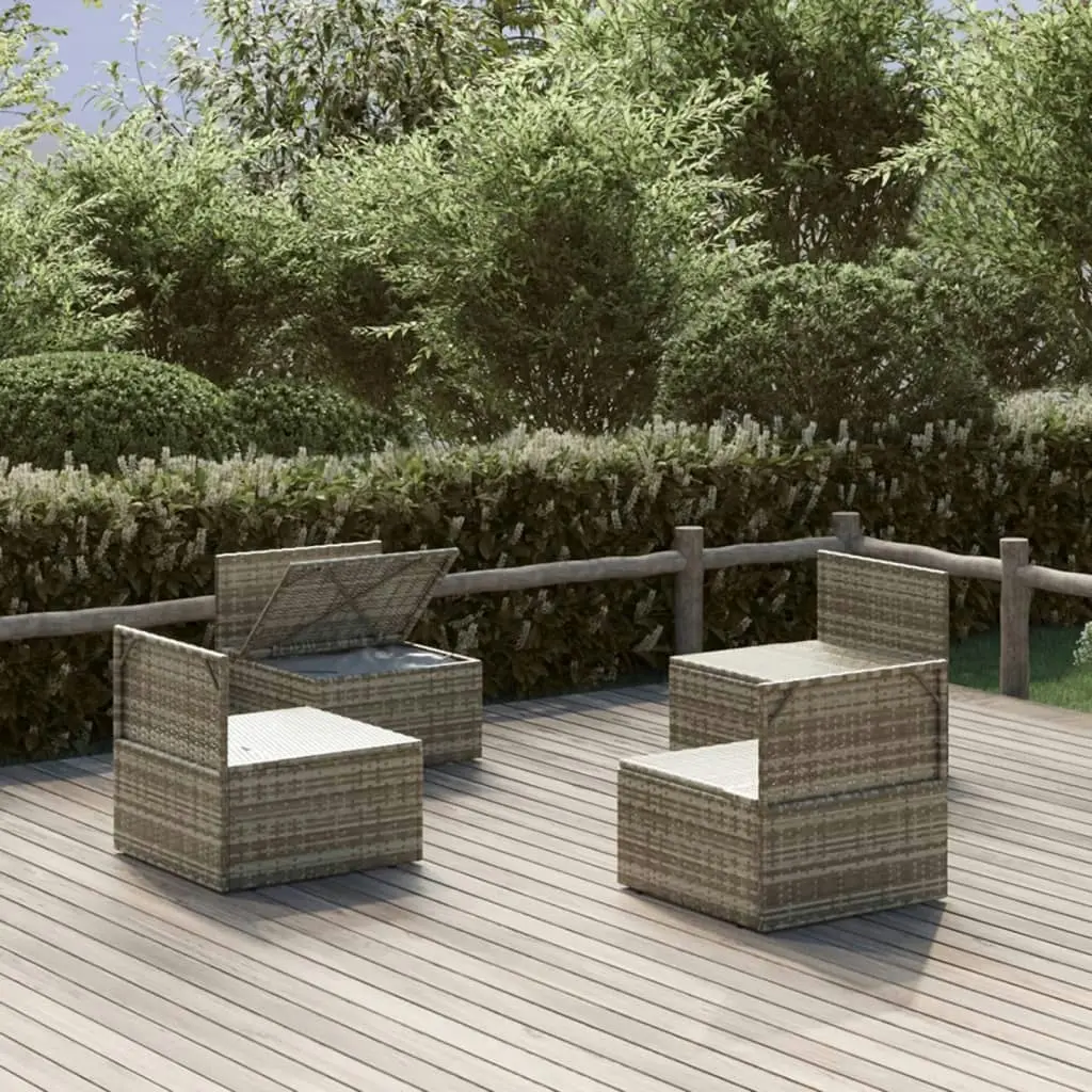 Garden Middle Sofas 4 pcs Grey 57x57x56 cm Poly Rattan 3157503