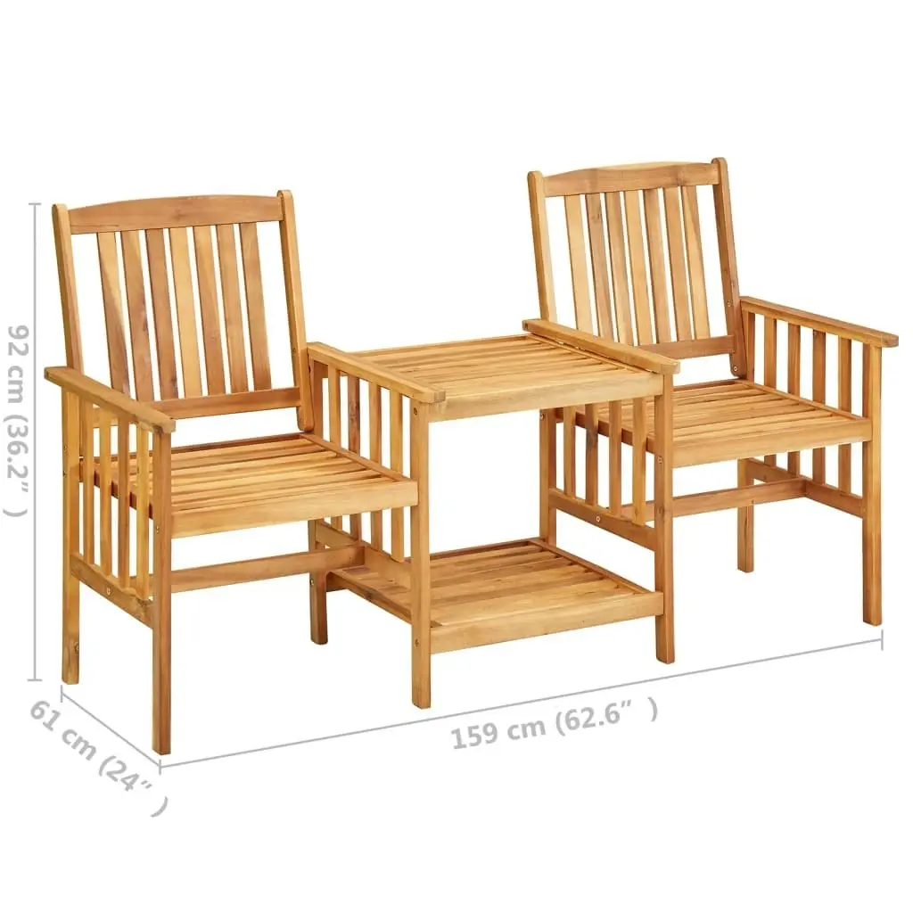 Garden Chairs with Tea Table 159x61x92 cm Solid Acacia Wood 45933