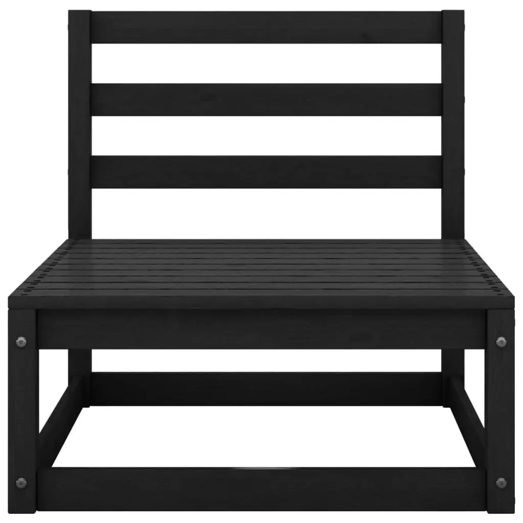 Garden Middle Sofa Black Solid Pinewood 805669