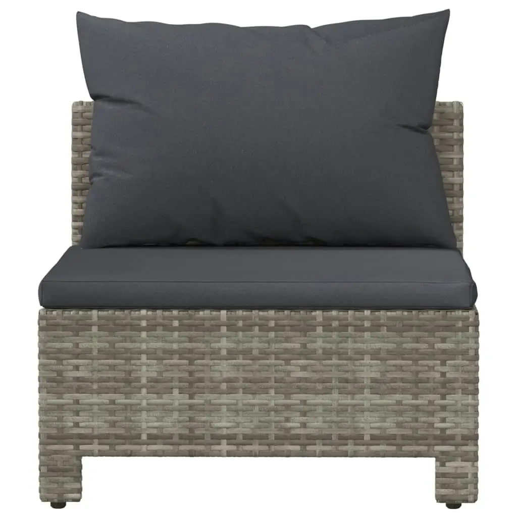 Garden Middle Sofa with Cushion Grey Poly Rattan 362694