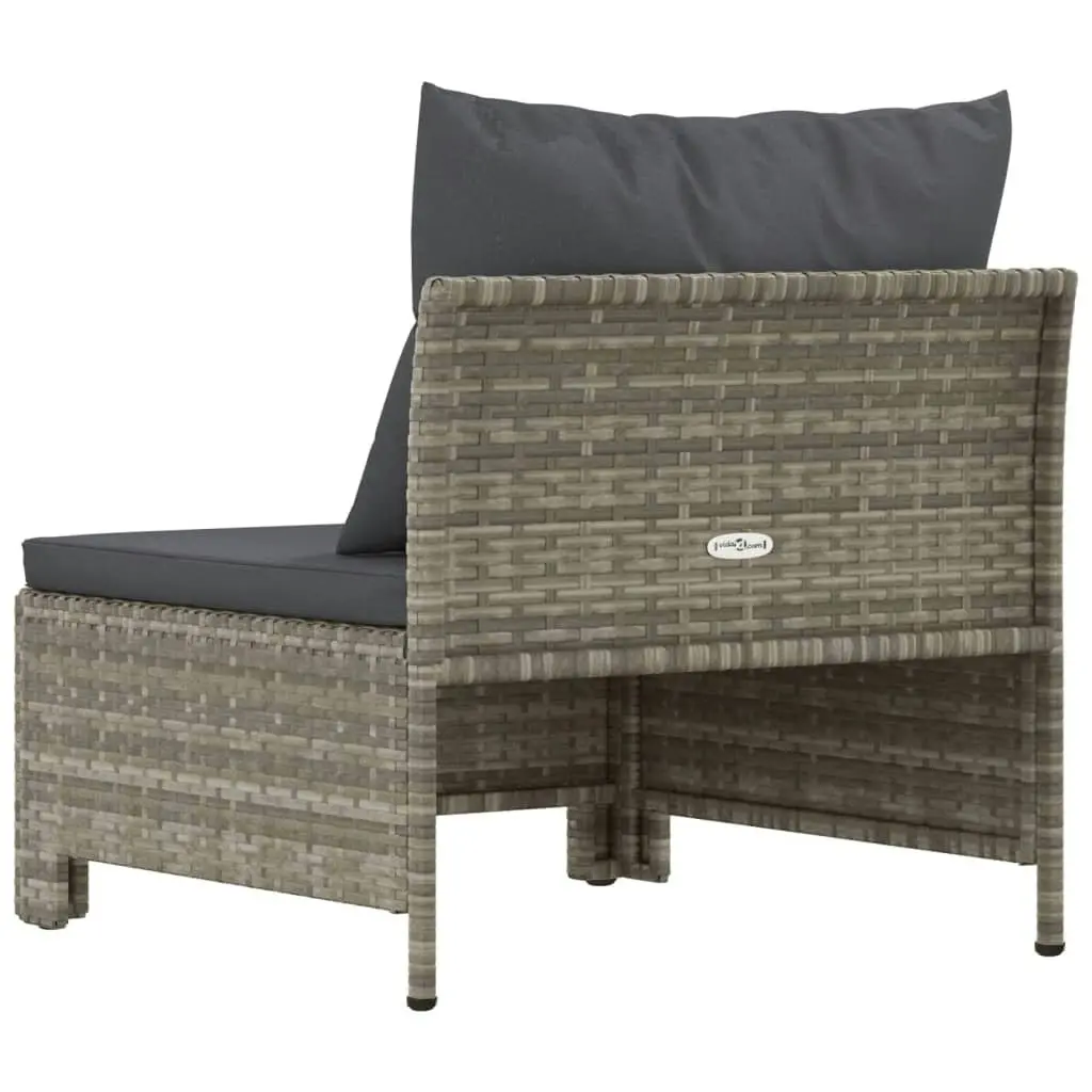 Garden Middle Sofa with Cushion Grey Poly Rattan 362694