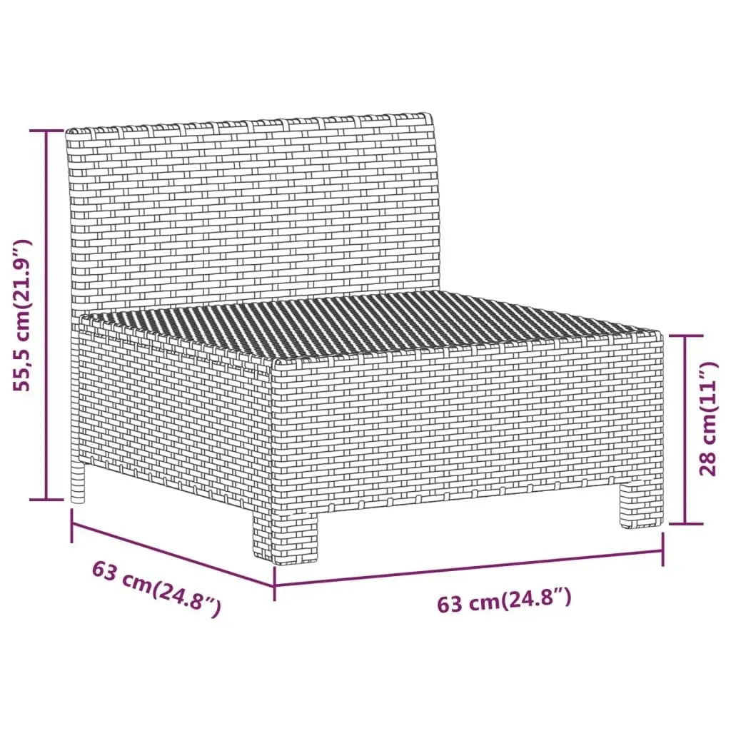 Garden Middle Sofa with Cushion Grey Poly Rattan 362694